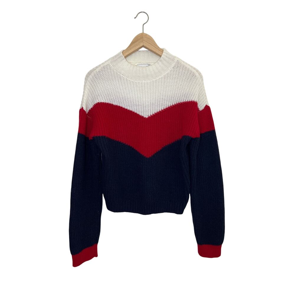 Ten Sixty Sherman Chevron Stripe Colorblock High-Neck Sweater